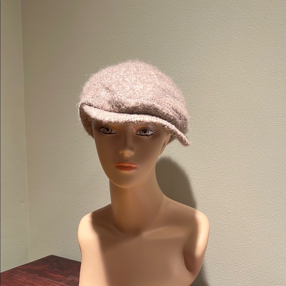 Helen Kaminski Elegant Beige And Gray Wool Blend  Newsboy Cap Made In Italy  S